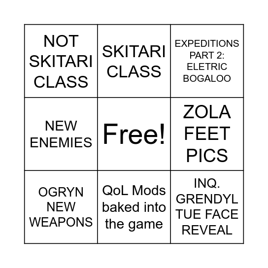 DARKTIDE SKULLS REVEAL Bingo Card