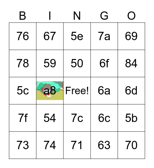 Hexadecimal Bingo but… Bingo Card
