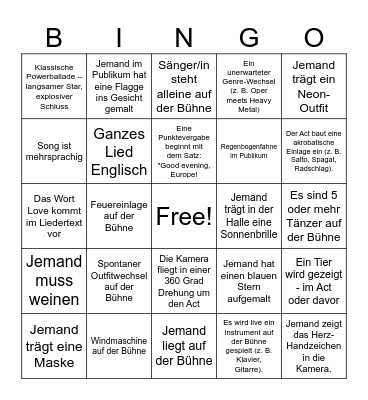 ESC 2026 Bingo Card