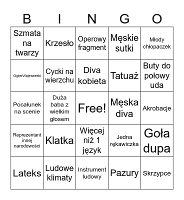 Bingo eurowizja Bingo Card