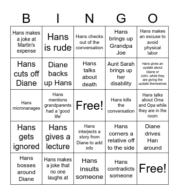 Widmann Bingo Card
