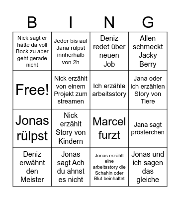 Einweihung Bingo Card