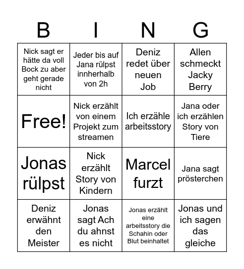 Einweihung Bingo Card