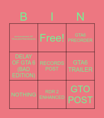 ROCKSTAR POST Bingo Card