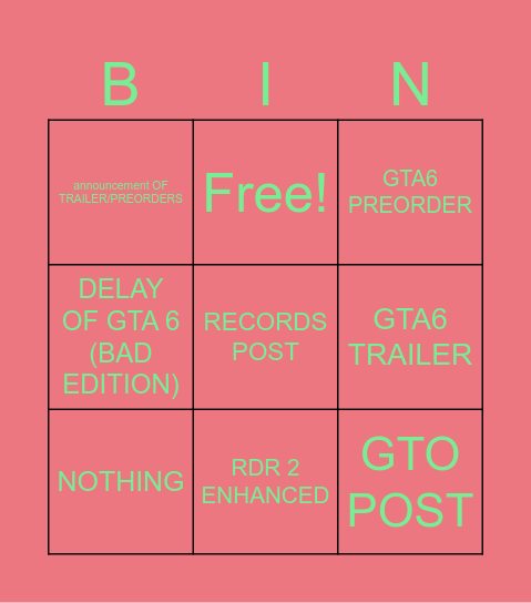 ROCKSTAR POST Bingo Card