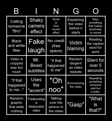 Sssniperwolf Bingo Card