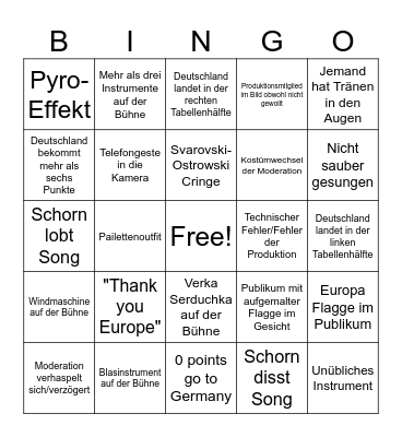 Esc Bingo Card