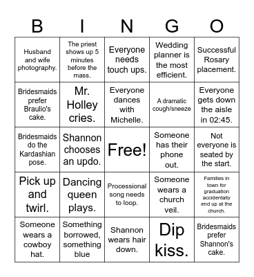Shannon and Braulio's big day!! Bingo Card