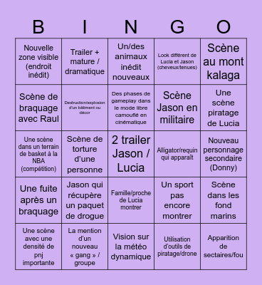 GTA 6 TRAILER 3 Bingo Card