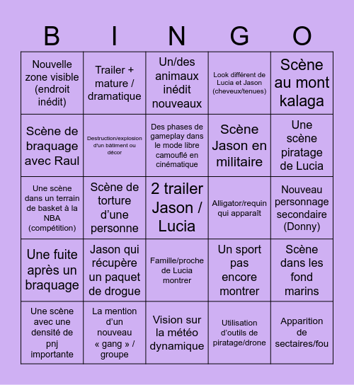 GTA 6 TRAILER 3 Bingo Card