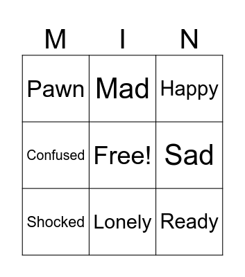 Feelings and Emotions Bingo Card