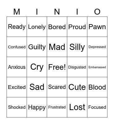 Feelings and Emotions Bingo Card