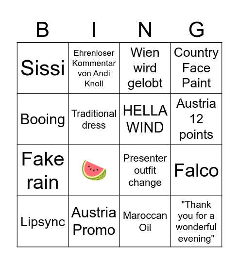 ESC2026 Bingo Card
