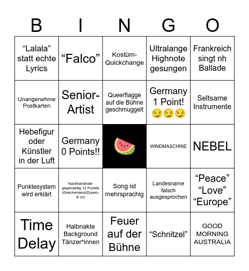 ESC 2026 Bingo Card