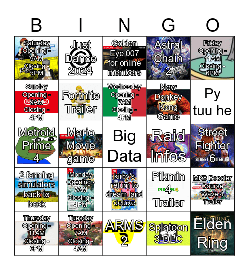 Bus opening and closing Bingo Card