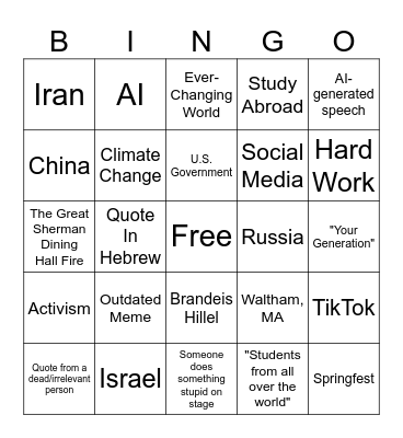 Brandeis 2026 Graduation Bingo Card