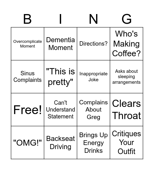 Jill Bingo Card