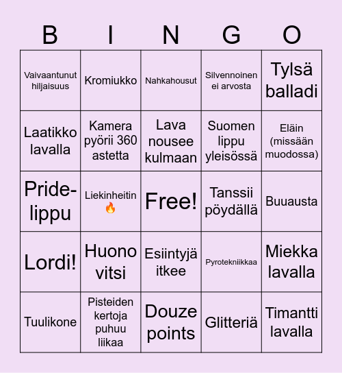 Viisuraketti 🚀 Bingo Card
