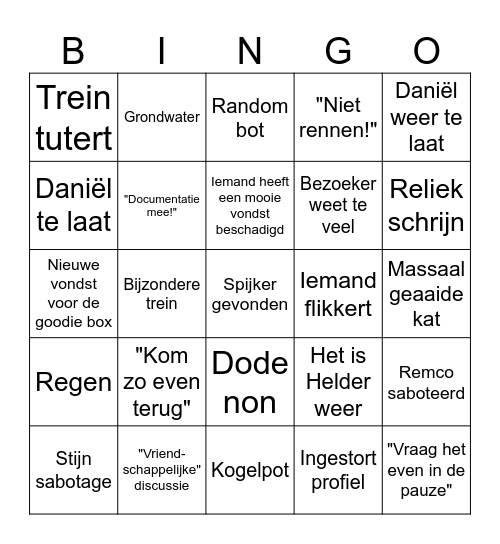 Veldwerk bingo Card