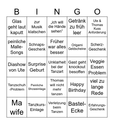 Utes 60ter Geburtstag Bingo Card