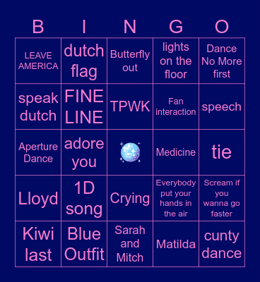 Harry Opening Night Bingo Card