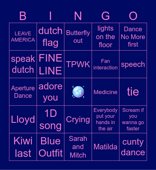Harry Opening Night Bingo Card