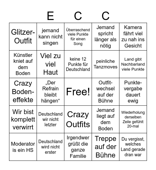 ESC Bingo Card