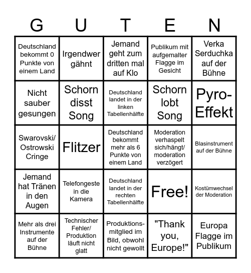 ESC BINGO 2026 Bingo Card