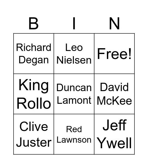 Ric the Raven Bingo Card