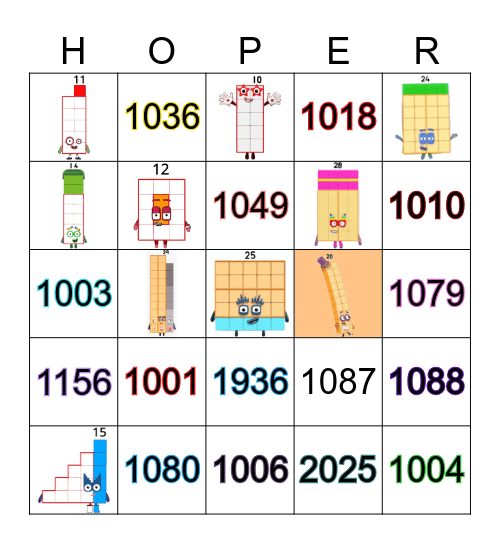 Number blocks Bingo Card