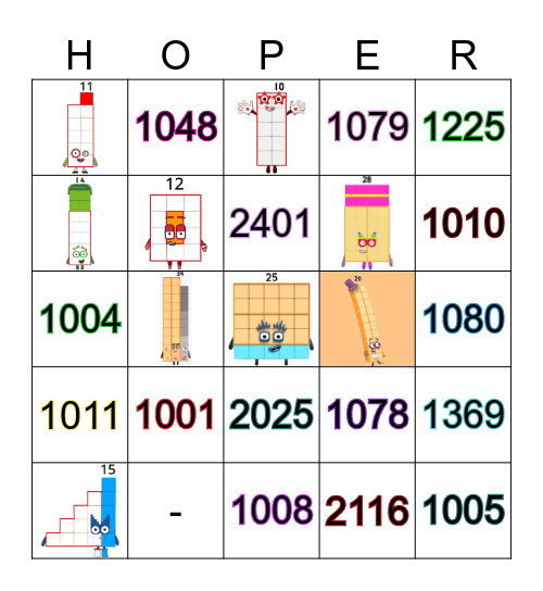 Number blocks Bingo Card