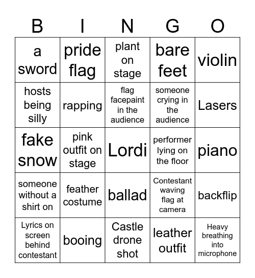 esc 2026 Bingo Card