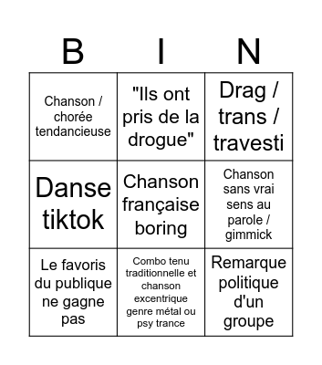Eurovision 2026 Bingo Card