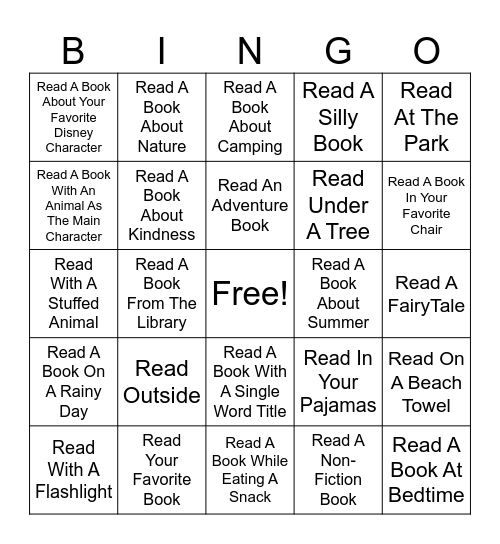 Summer Reading Bingo Card
