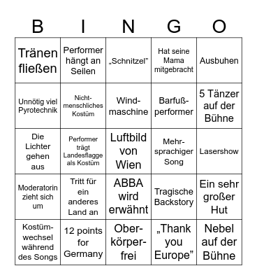 ESC 2026 Bingo Card