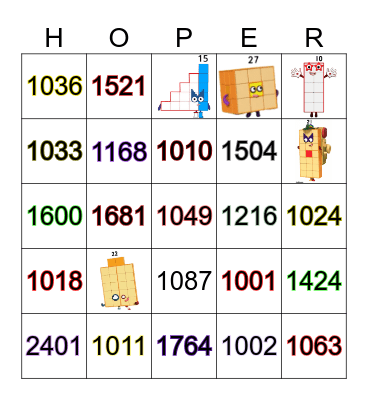 Number blocks Bingo Card