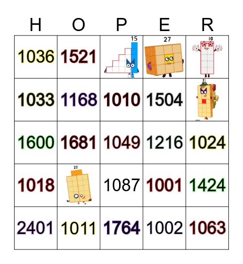 Number blocks Bingo Card