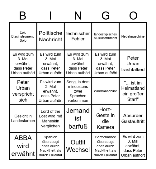 Das große ESC-Bullshit-Bingo Card