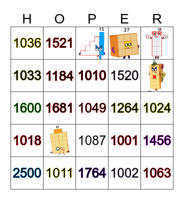 Number blocks Bingo Card