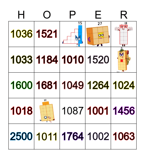 Number blocks Bingo Card