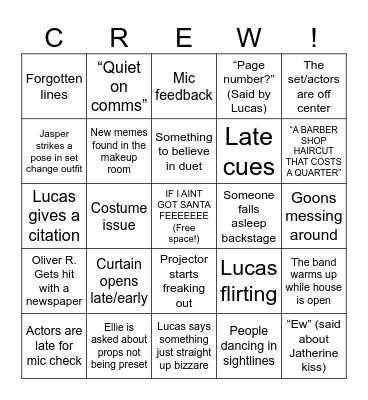 Crew Bingo! Bingo Card