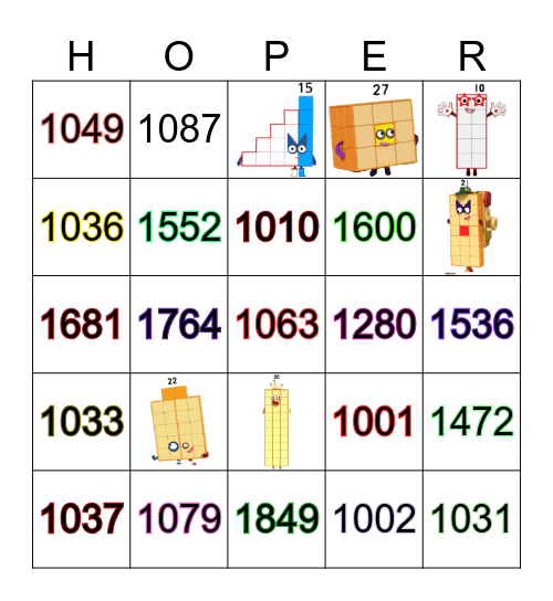 Number blocks Bingo Card