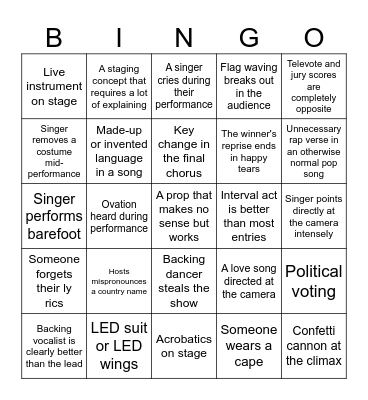 Eurovision 2026 Bingo! Bingo Card