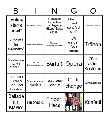 ESC 2026 Bingo Card