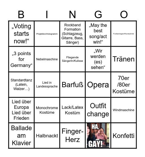 ESC 2026 Bingo Card