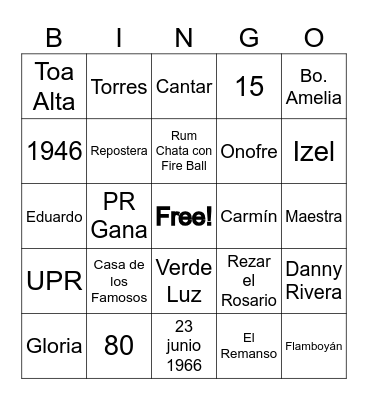 Cumpleaños de Carmen Bingo Card