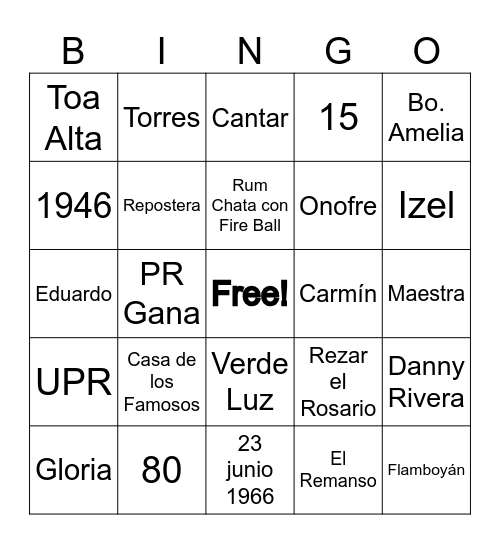 Cumpleaños de Carmen Bingo Card