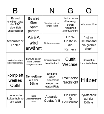 Das große ESC-Bullshit-Bingo Card
