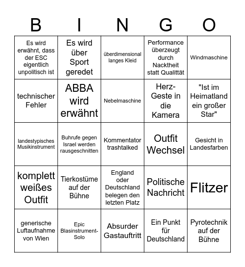 Das große ESC-Bullshit-Bingo Card