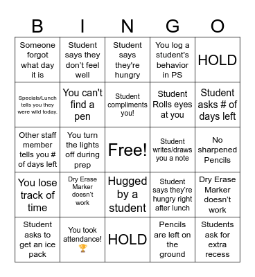 End of the Year Teacher Bingo Card